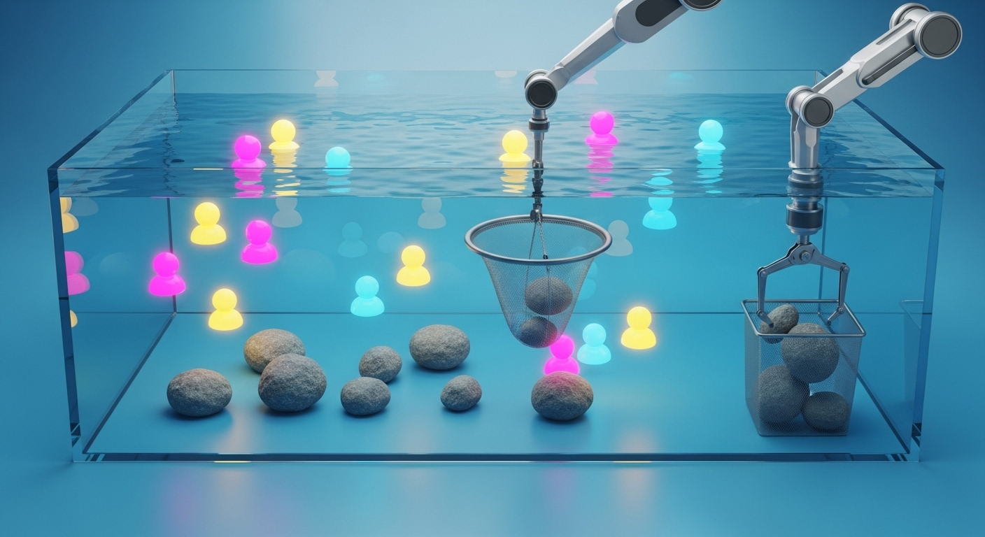 Robotic arm cleaning user pool